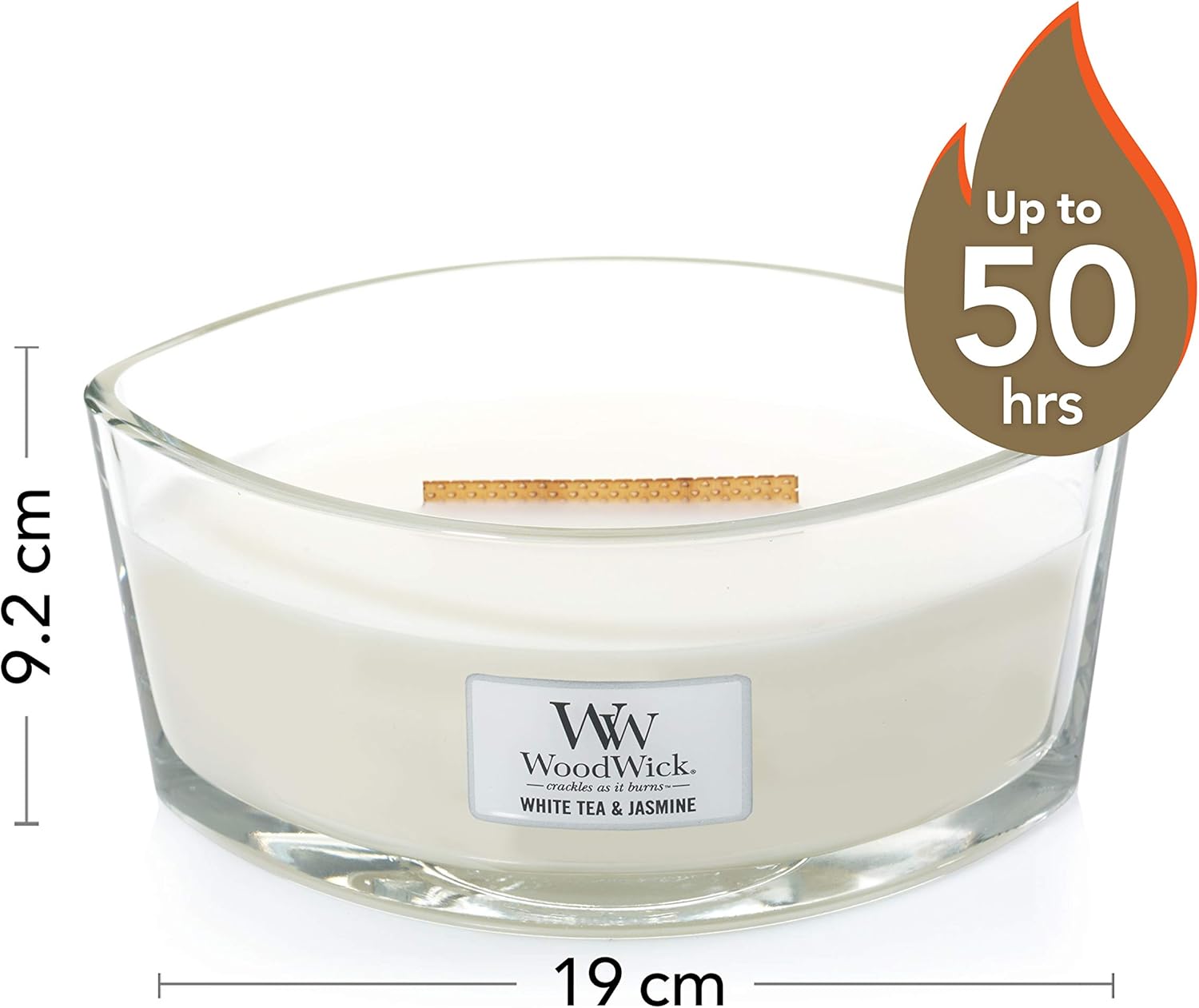 Ellipse Bougie Parfumée | Thé Blanc & Jasmin | Avec Mèche Crépitante | Durée De Combustion : Jusqu'À 50 Heures